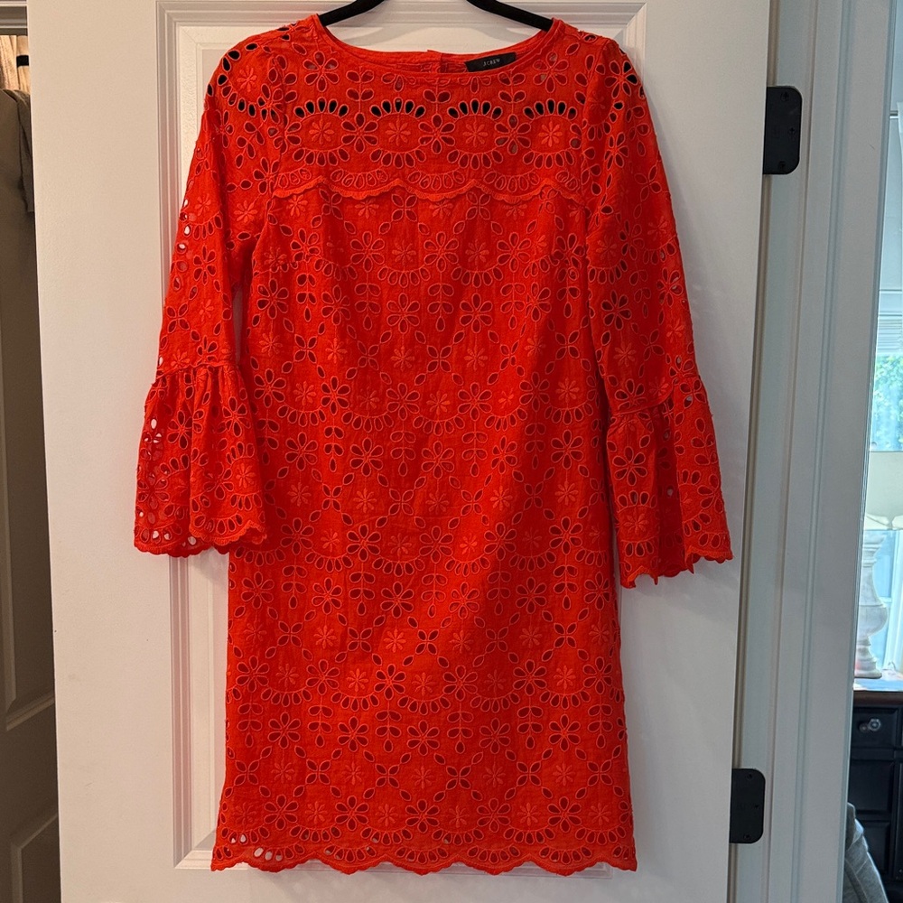 J. Crew Vibrant Orange Lace Dress